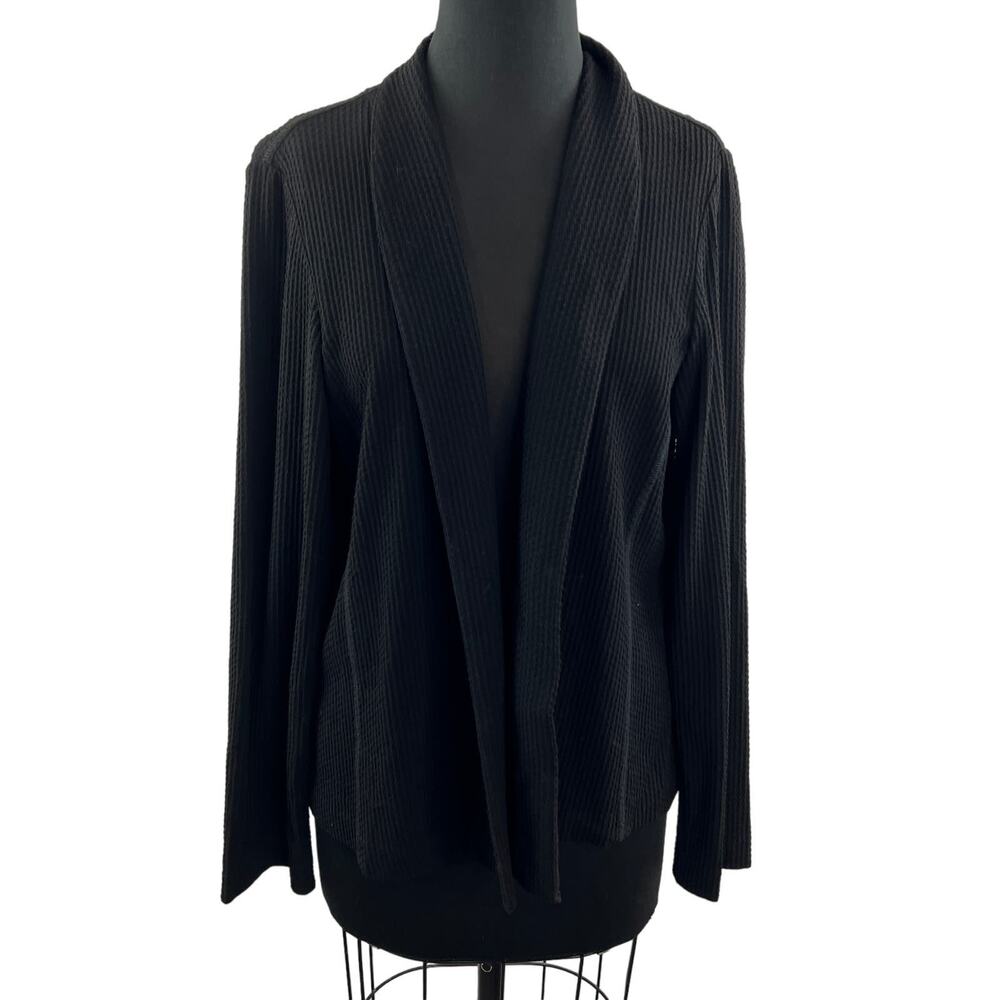 EILEEN FISHER Black Dottie Luck Cotton Open Front Cardigan Blazer Sweater S M?